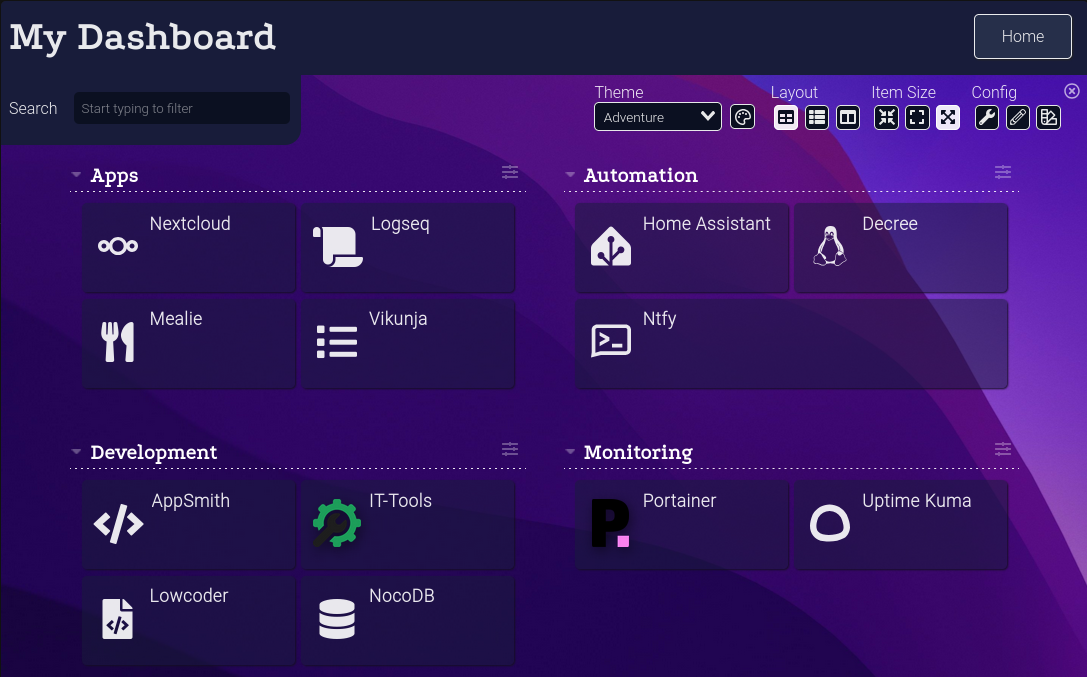 Dashy dashboard