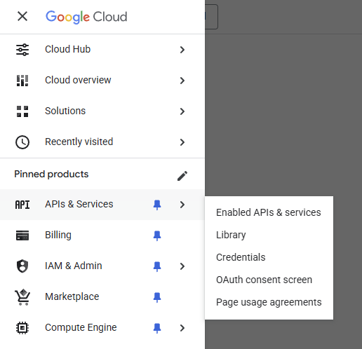 APIs & Services menu
